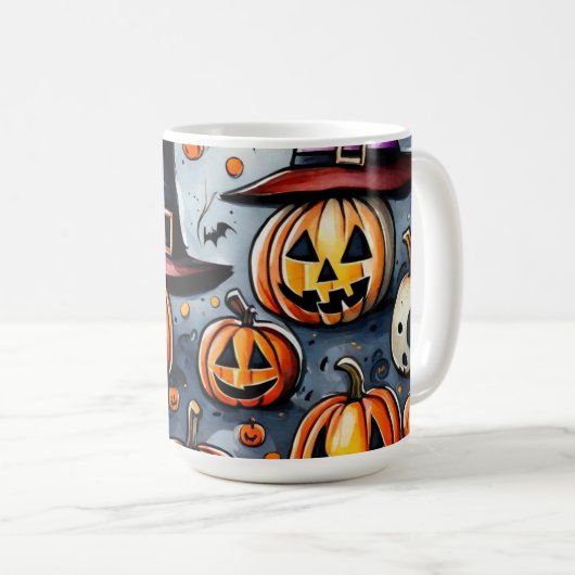 Happy Halloween Leckerei oder Tricks Design Kaffeetasse (VorderseiteRechts)