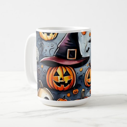 Happy Halloween Leckerei oder Tricks Design Kaffeetasse (Vorderseite Links)