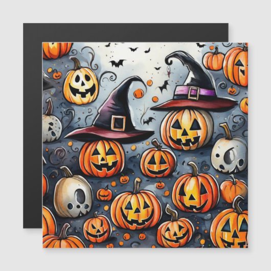 Happy Halloween Leckerei oder Tricks Design Magneteinladung (Vorne/Hinten)