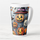 Happy Halloween Leckerei oder Tricks Design Milchtasse (Rechte Ecke)