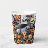 Happy Halloween Leckerei oder Tricks Design Pappbecher (Links)