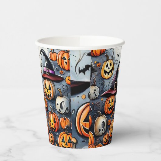 Happy Halloween Leckerei oder Tricks Design Pappbecher (Links)