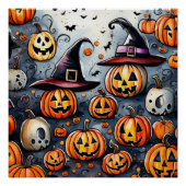 Happy Halloween Leckerei oder Tricks Design Poster (Vorderseite)