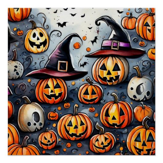 Happy Halloween Leckerei oder Tricks Design Poster (Vorderseite)