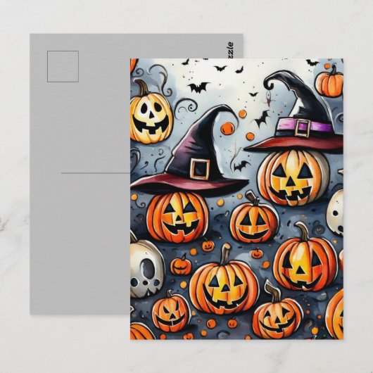 Happy Halloween Leckerei oder Tricks Design Postkarte (Vorne/Hinten)