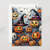 Happy Halloween Leckerei oder Tricks Design Postkarte (Vorne/Hinten)