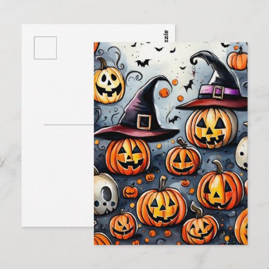 Happy Halloween Leckerei oder Tricks Design Postkarte (Vorne/Hinten)