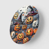 Happy Halloween Leckerei oder Tricks Design Runde Wanduhr (Winkel)