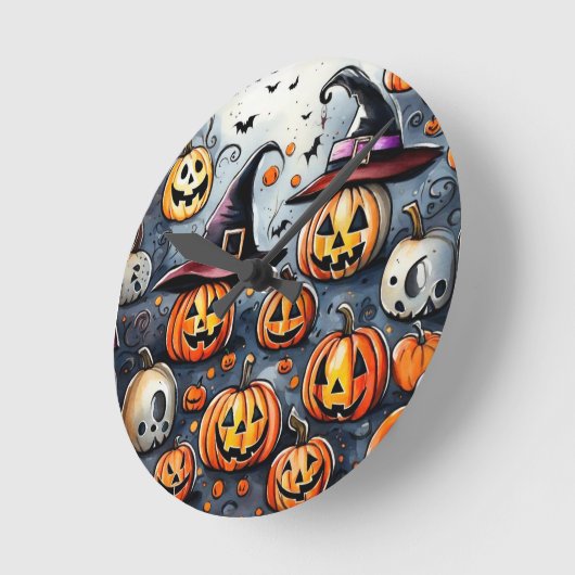Happy Halloween Leckerei oder Tricks Design Runde Wanduhr (Winkel)