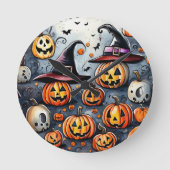 Happy Halloween Leckerei oder Tricks Design Runde Wanduhr (Vorderseite)