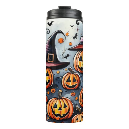 Happy Halloween Leckerei oder Tricks Design Thermosbecher (Vorderseite)