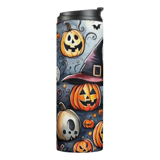 Happy Halloween Leckerei oder Tricks Design Thermosbecher (Nach links gedreht)