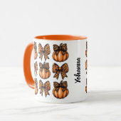 Happy Halloween Leopart Bow Pumpkin Coquette Tasse (Vorderseite Links)