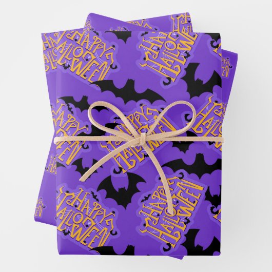 Happy halloween Lettering Violet Geschenkpapier Set (Beispiel)