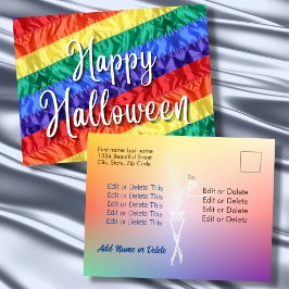 Happy Halloween LGBT Gay Regenbogen Fahne bunt Postkarte