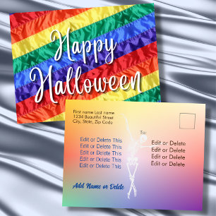 Happy Halloween LGBT Gay Regenbogen Fahne bunt Postkarte