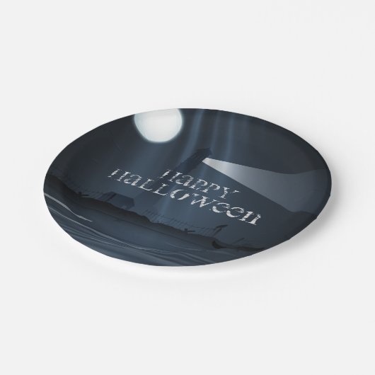 Happy Halloween Lighthouse am Night Party Teller (Schrägansicht)