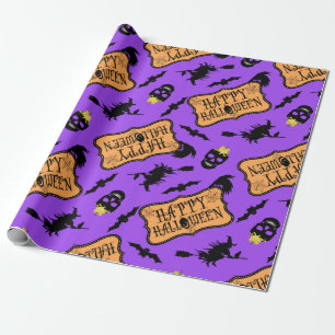 Happy Halloween Lila Geschenkpapier