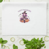 Happy Halloween Lila Hexenkürbis & Fledermäuse Geschirrtuch (Gefaltet)