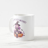 Happy Halloween Lila Hexenkürbis & Fledermäuse Kaffeetasse (Vorderseite Links)
