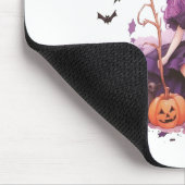 Happy Halloween Lila Hexenkürbis & Fledermäuse Mousepad (Ecke)