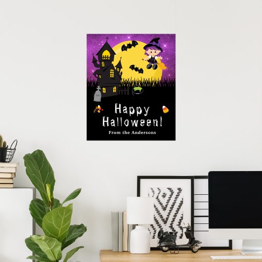 Happy Halloween Lila Party Zeichen Poster (Heimbüro)