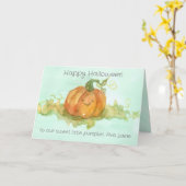 Happy Halloween Little Pumpkin Individuelle Name Karte (Gelbe Blume)