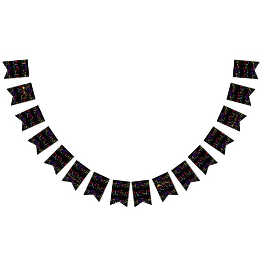 Happy Halloween Lollipops und Candy Black Pattern Wimpelkette (Alle)