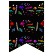 Happy Halloween Lollipops und Candy Black Pattern Wimpelkette (Erste Fahne)