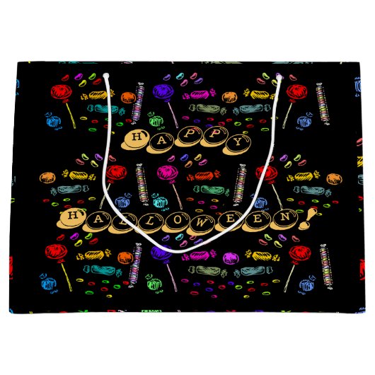 Happy Halloween Lollipops und Candy Pattern, ZSSG Große Geschenktüte (Vorderseite)