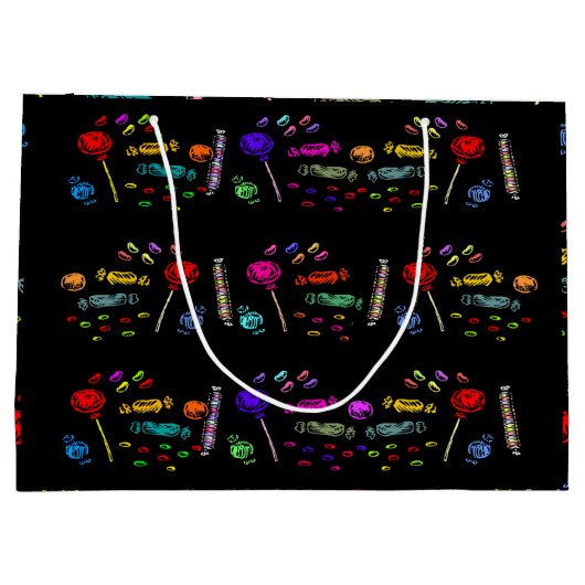 Happy Halloween Lollipops und Candy Pattern, ZSSG Große Geschenktüte (Rückseite)
