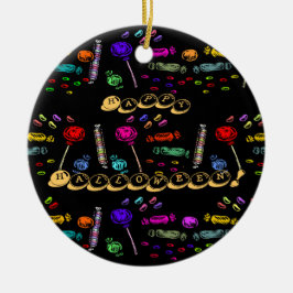 Happy Halloween Lollipops und Candy Pattern, ZSSG Keramik Ornament