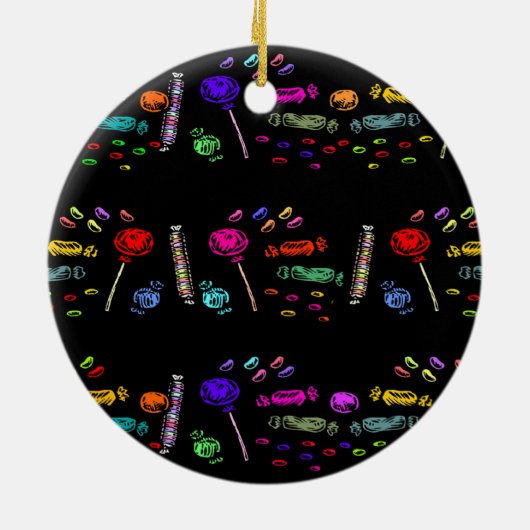 Happy Halloween Lollipops und Candy Pattern, ZSSG Keramik Ornament (Hinten)