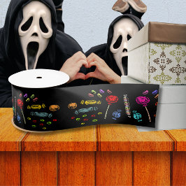 Happy Halloween Lollipops und Candy Pattern, ZSSG Satinband