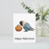 Happy Halloween Lovebird Pumpkin Zeichnend Postkarte (Stehend Vorderseite)