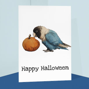 Happy Halloween Lovebird Pumpkin Zeichnend Postkarte