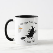 Happy Halloween Lustige Sprüche Hexen Brooms Katze Tasse (Links)