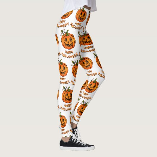 Happy Halloween, lustiges Kürbismuster, Süßmais Leggings (Rechts)