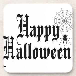 Happy Halloween minimalistische Typografie Getränkeuntersetzer