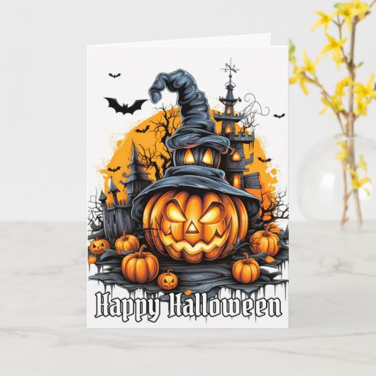 Happy Halloween Mischievous Pumpkin Karte (Gelbe Blume)