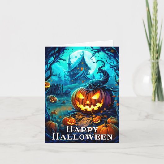 Happy Halloween Mischous Glows Pumpkins Karte (Vorderseite)