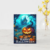 Happy Halloween Mischous Glows Pumpkins Karte (Gelbe Blume)