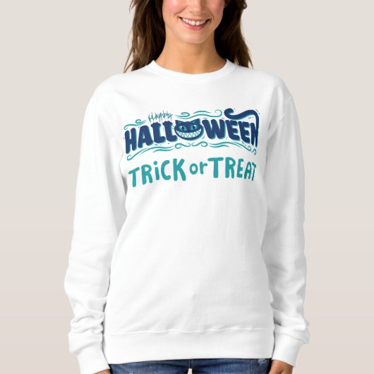 Happy Halloween mit Beängstigendem Katzengesicht Sweatshirt (Vorderseite)