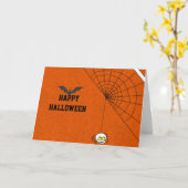 Happy Halloween mit Black Bat und Spider Web Card Karte (Gelbe Blume)