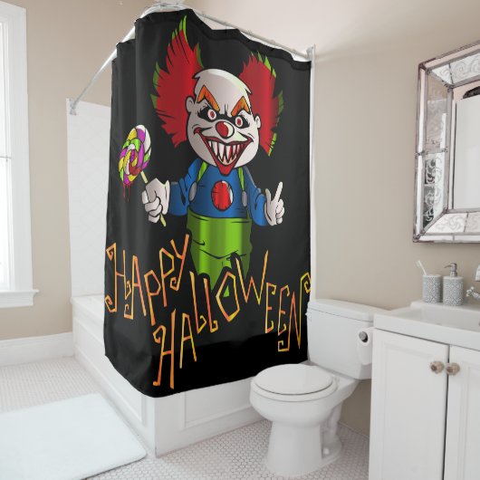 Happy Halloween mit Clown Duschvorhang (Beispiel)