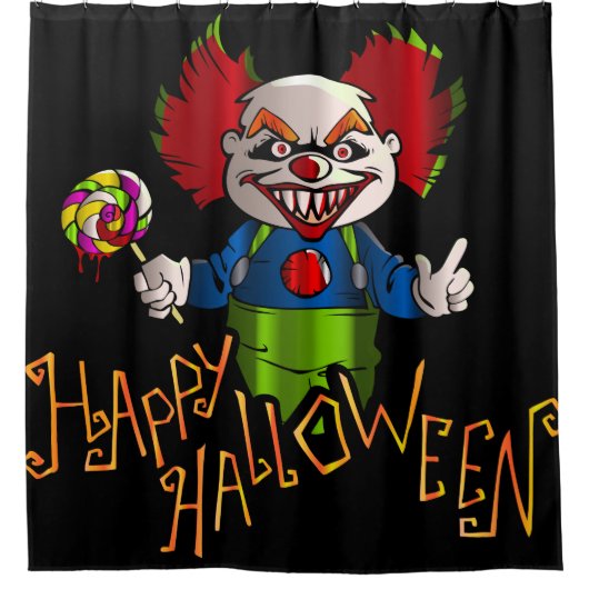 Happy Halloween mit Clown Duschvorhang (Vorderseite)
