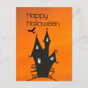Happy Halloween mit einem Spuk Hexenhaus Postkarte