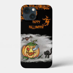 Happy Halloween mit Ghost Cat Bat Pumpkin iPhone 13 Mini Hülle