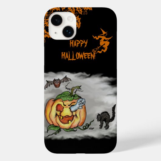 Happy Halloween mit Ghost Cat Bat Pumpkin Case-Mate iPhone Hülle (Rückseite)