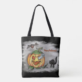 Happy Halloween mit Ghost Cat Bat Pumpkin Tasche (Rückseite)